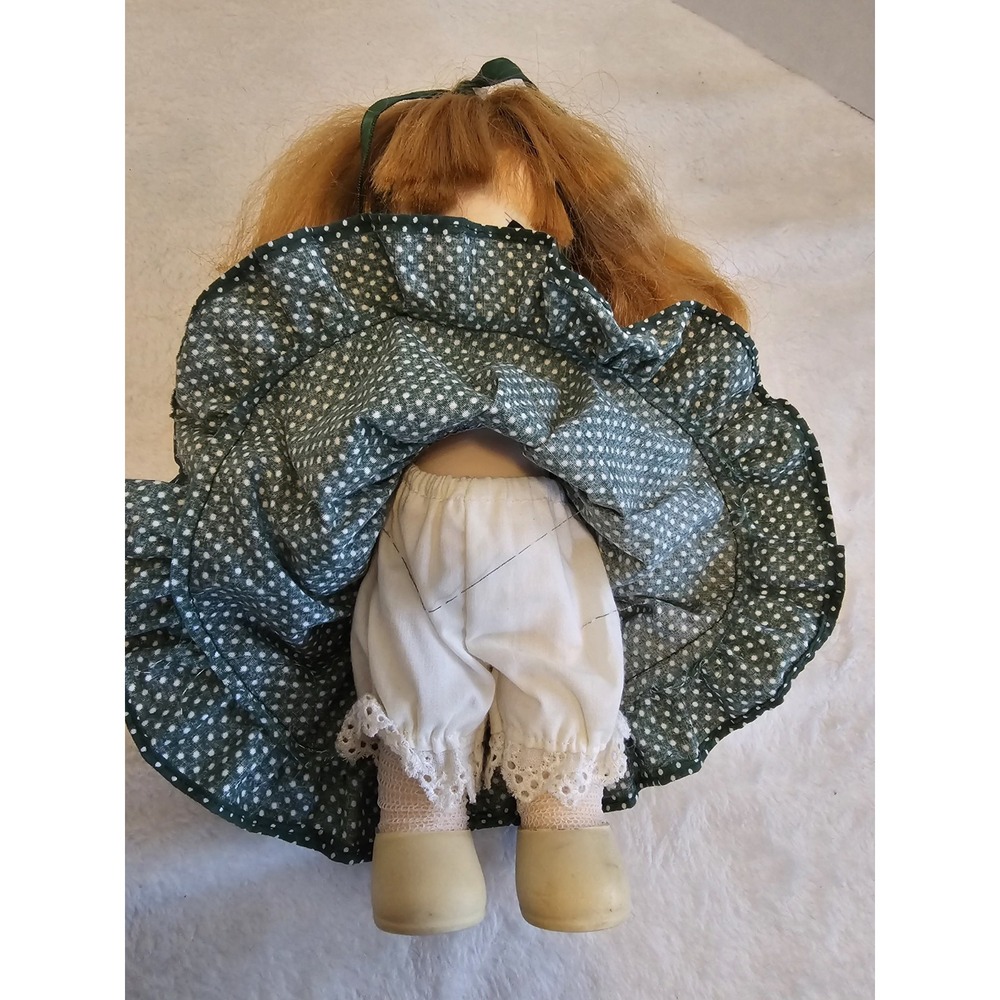 Precious Moments‎ Doll Green Polka Dot Dress Made in Philippines 9" Vintage - Picture 3 of 6